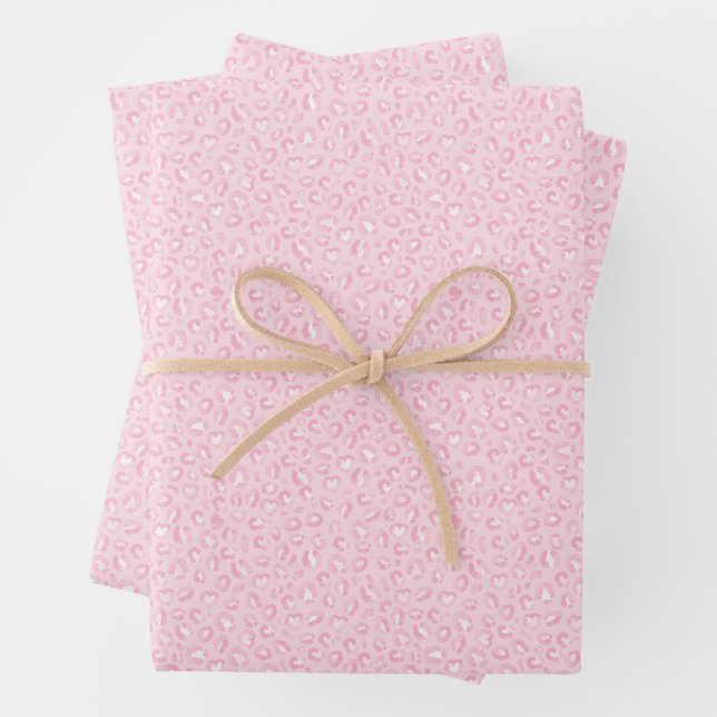 Soft Pink Leopard Wrapping Paper Sheet (In situ)
