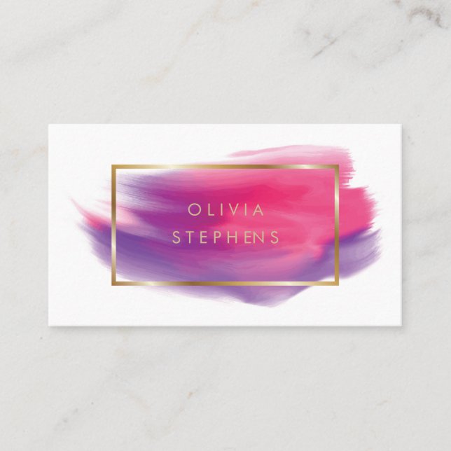 Soft Pink Lilac Paint Stroke Beauty Business Card (Front)