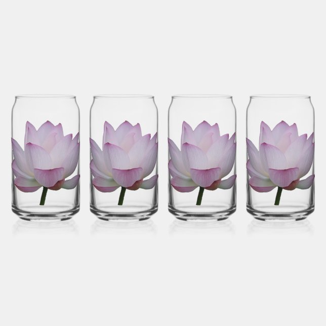 Soft Pink Lotus Flower Wedding  Can Glass (Front)