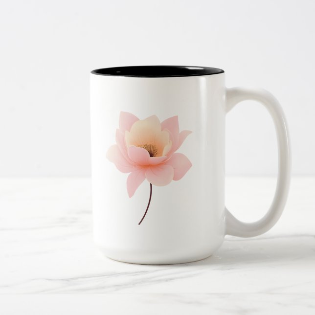 Soft Pink Lotus Two-Tone Coffee Mug (Right)