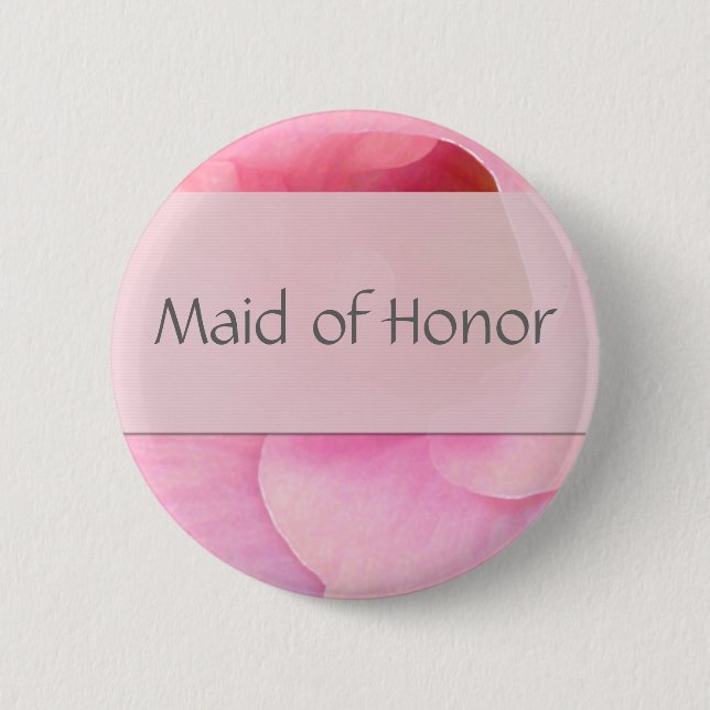 Soft pink Maid of Honour Button- Customised 6 Cm Round Badge (Front)