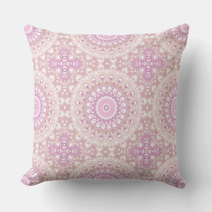 Soft Pink Mandala with Heart and Petal Motifs Cushion