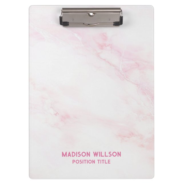 Soft Pink Marble Texture Clipboard (Front)