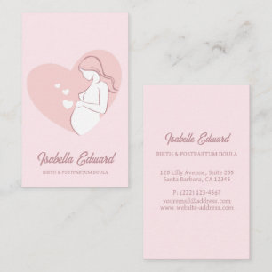 Soft Pink Maternity Doula Identity Illustration Business Card