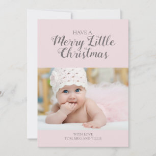 Soft Pink Merry Little Christmas Photo Card