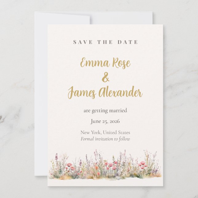 Soft Pink Minimalist Floral Wedding Save The Date (Front)