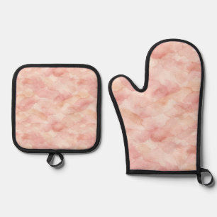 Soft Pink Modern Abstract Design Pattern Oven Mitt & Pot Holder Set