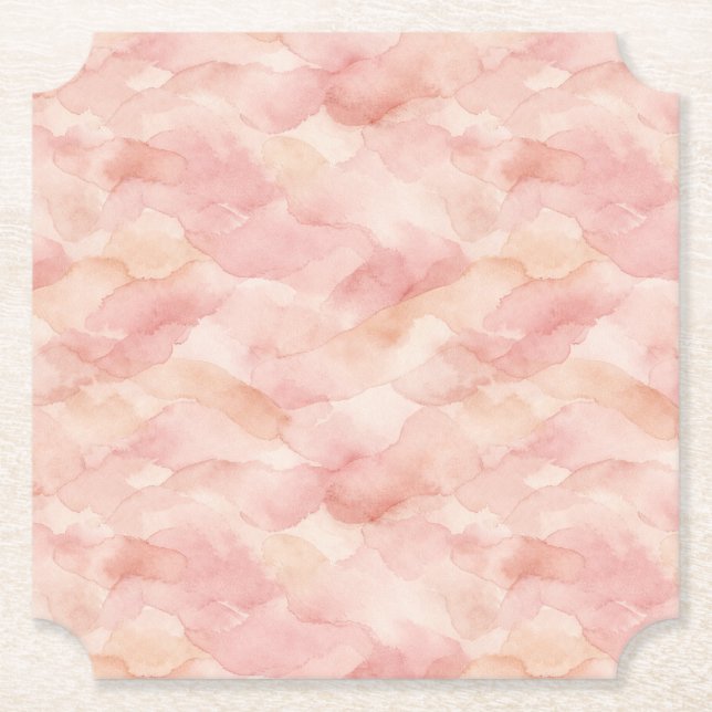 Soft Pink Modern Abstract Design Pattern Paper Coaster (Front)