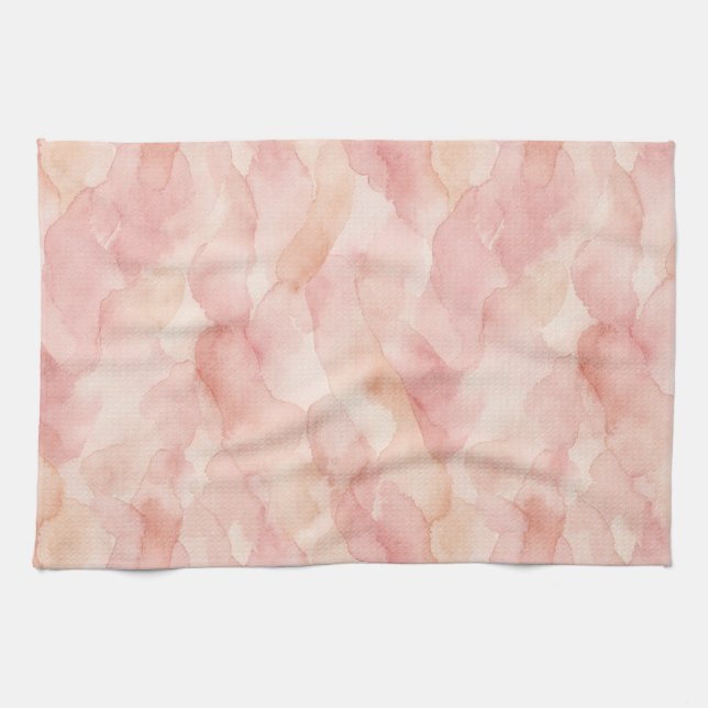 Soft Pink Modern Abstract Design Pattern Tea Towel (Horizontal)