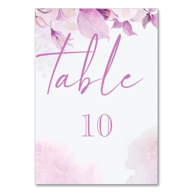 Soft Pink Modern Boho Floral Wedding Table Number (Front)