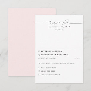 Soft Pink Modern Minimal Wedding RSVP Card