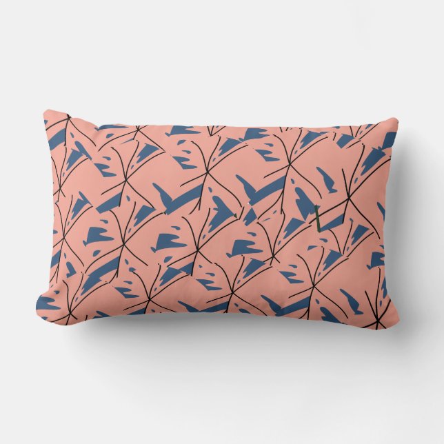  - Soft Pink & Nav Lumbar Cushion (Front)