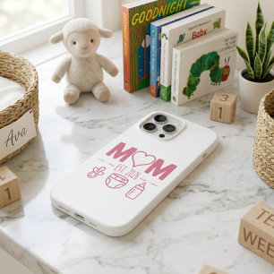 Soft Pink New Mum Est Year Baby Icons Design iPhone 13 Pro Max Case