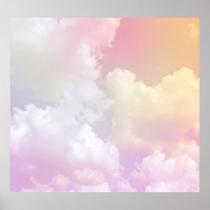 Soft Pink Orange Sky: Fluffy Poster