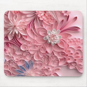 Soft Pink Paper Quill Mouse Pad