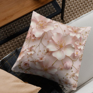 Soft Pink Pastel Floral Cushion