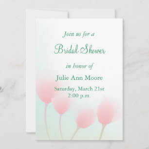 Soft Pink Pastel Tulips Bridal Shower Invitation