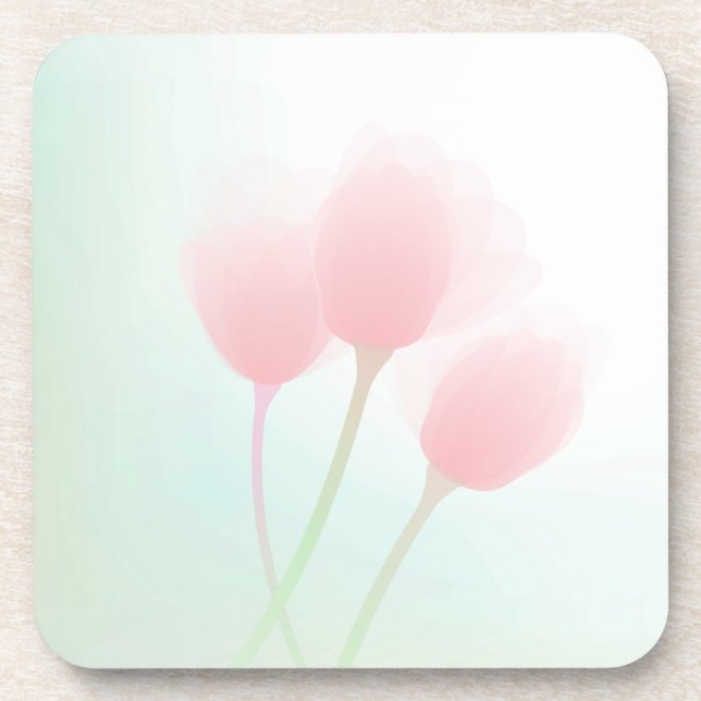 Soft Pink Pastel Tulips Wedding Coaster (Front)