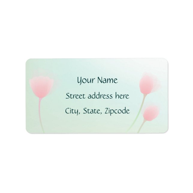 Soft Pink Pastel Tulips Wedding Label (Front)