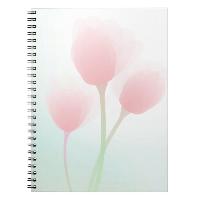 Soft Pink Pastel Tulips Wedding Notebook (Front)