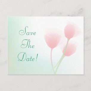 Soft Pink Pastel Tulips Wedding Save The Date Announcement Postcard