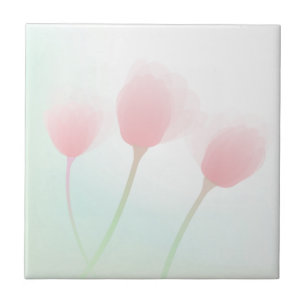Soft Pink Pastel Tulips Wedding Tile