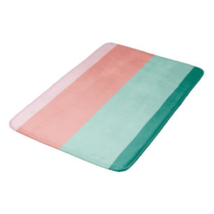 Soft Pink Peach Amber Yucca and Arbor Green Horiz Bath Mat