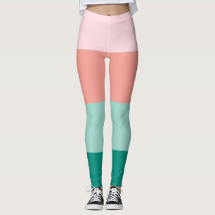 Soft Pink Peach Amber Yucca and Arbor Green Horiz Leggings