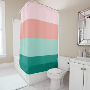 Soft Pink  Peach Amber Yucca and Arbor Green Horiz Shower Curtain