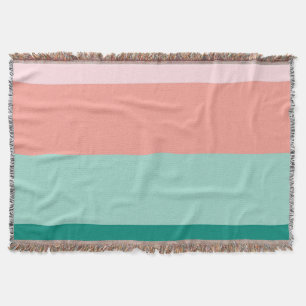 Soft Pink Peach Amber Yucca and Arbor Green Horiz Throw Blanket