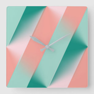 Soft Pink Peach Amber Yucca and Arbor Green Seamle Square Wall Clock