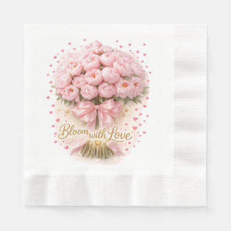 Soft Pink Peonies Bouquet – Paper Napkin