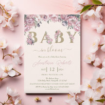 Soft Pink Peonies Elegant Floral Baby Shower