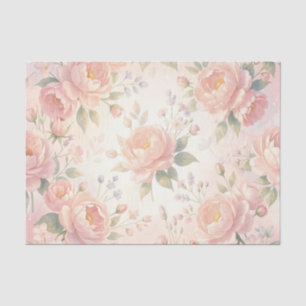 Soft Pink Peony Floral Pattern Tissue Paper