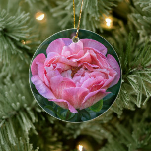 Soft Pink Peony Romantic Floral Ceramic Ornament