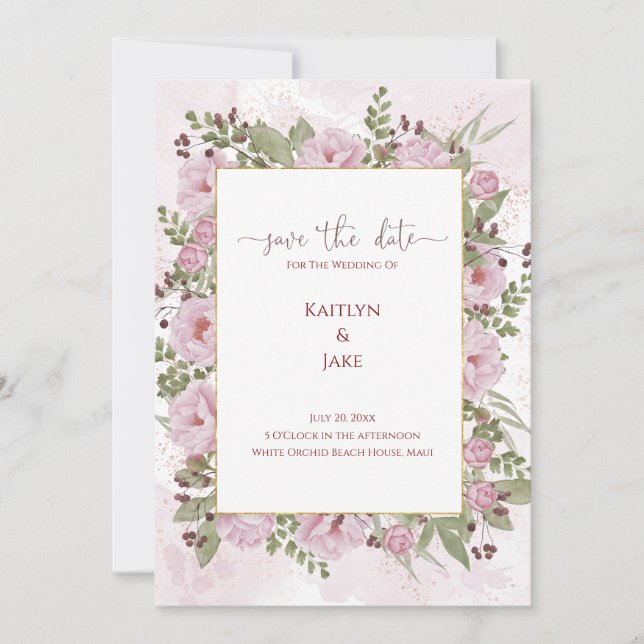 Soft Pink Peony Wedding Invitation (Front)