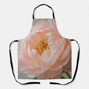 Soft Pink Peony with Dewdrops Apron