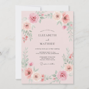 Soft Pink Petal Wedding Invitation