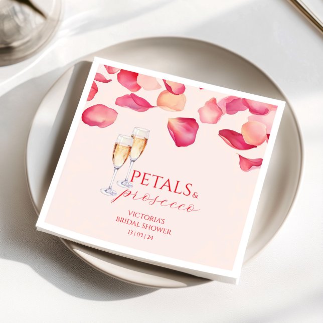 Soft Pink Petals and Prosecco Bridal Shower Napkin (Creator Uploaded)