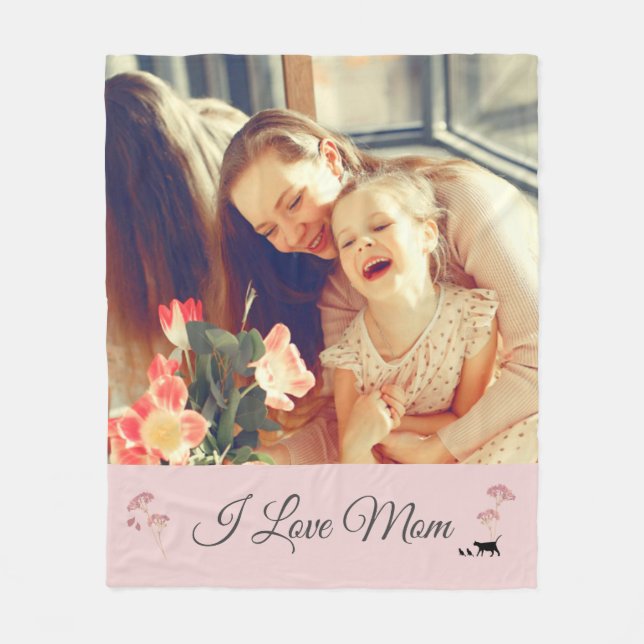 Soft Pink Photo Mother's Day  Fleece Blanket (Front)