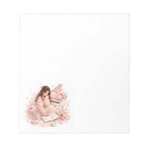 Soft Pink Piano Floral Notepad