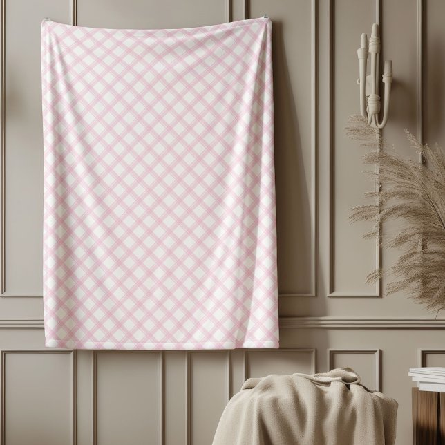 Soft Pink Plaid Blanket Classic Chequered Pattern (Soft Pink Plaid Blanket Classic Checkered Pattern)