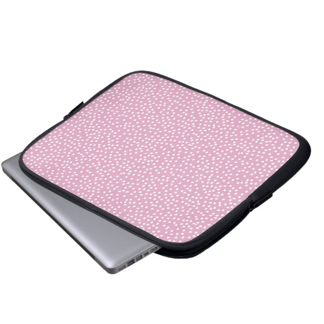 Soft pink polka dot laptop sleeve (Front Bottom)