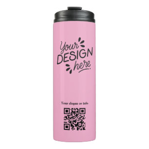 Soft Pink QR Code Slogan Personal Tumbler