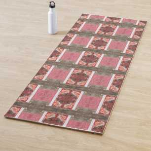 Soft pink, red, gray geometric pattern yoga mat