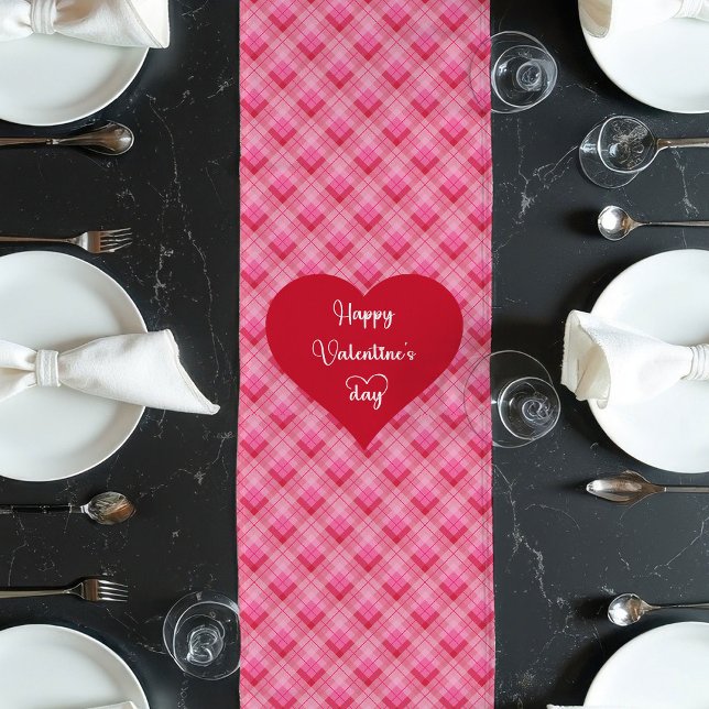 Soft Pink Red Hearts Love Gift Table Runner (Soft Pink Red Hearts Love Gift Table Runner)