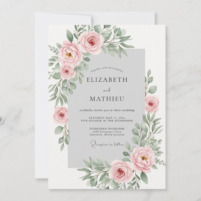 Soft Pink Refined Spring Wedding Invitation (Front)