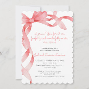 Soft Pink Ribbon Baby Shower Invitation