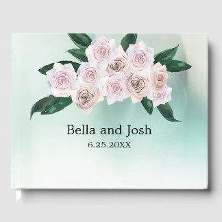 Soft Pink Rose Blossoms Wedding Guest Book