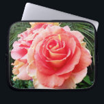 Soft pink rose flower close-up photo modern bold laptop sleeve<br><div class="desc">A close-up photo of a softly-lit pink rose against dark green foliage makes you want to "stop and smell the flowers". Relax and inhale the beauty of this photograph whenever you use this stunning photography neoprene laptop sleeve. This laptop sleeve comes in three sizes: 15", 13", and 10”. Lasts much...</div>